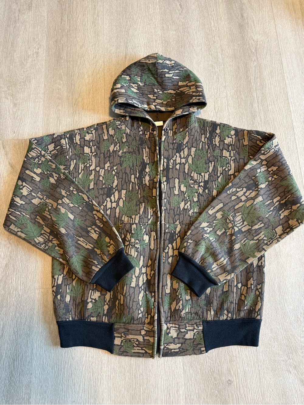 Ace Sportswear Vintage Made in USA Camo Tree bark Hoodie Large